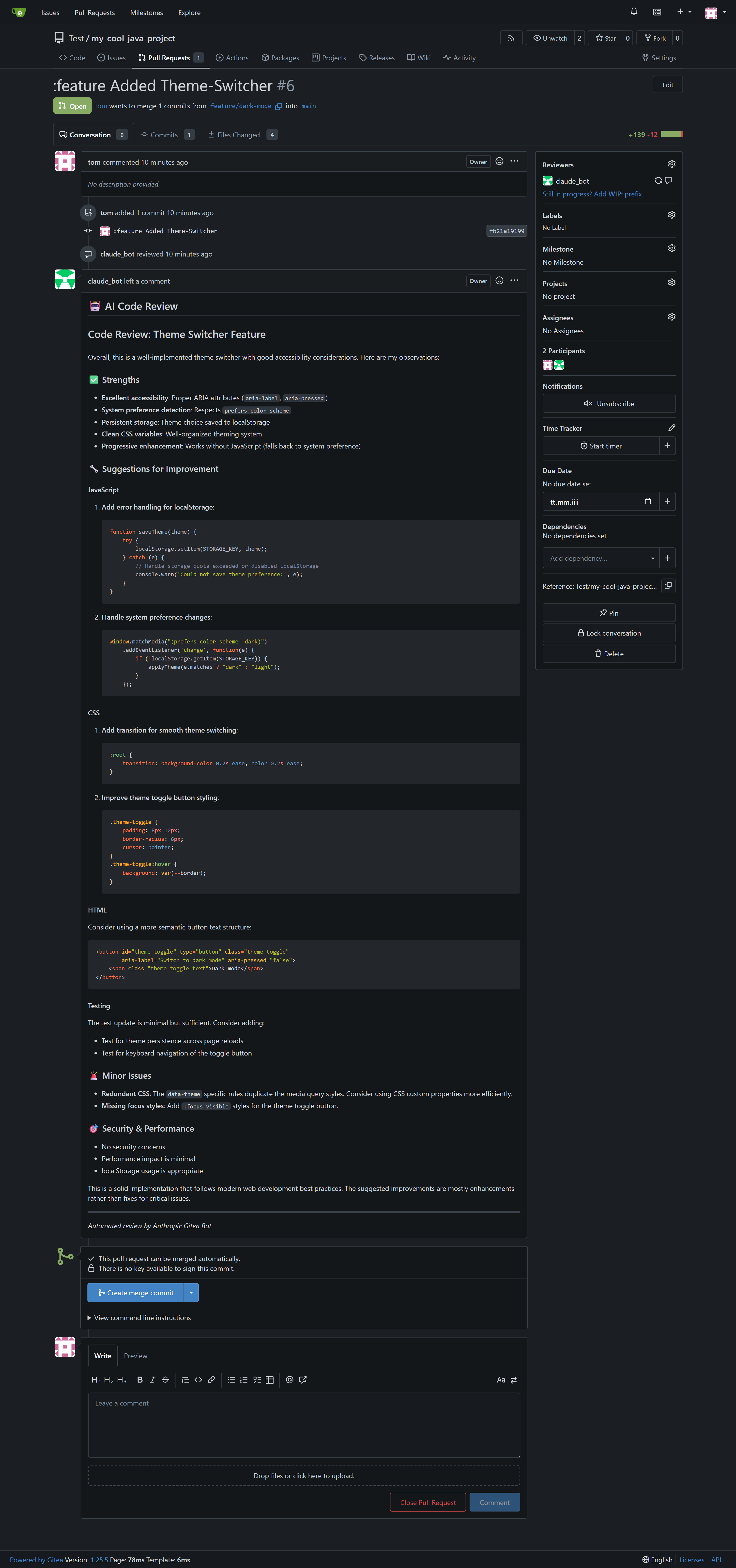 Gitea code review