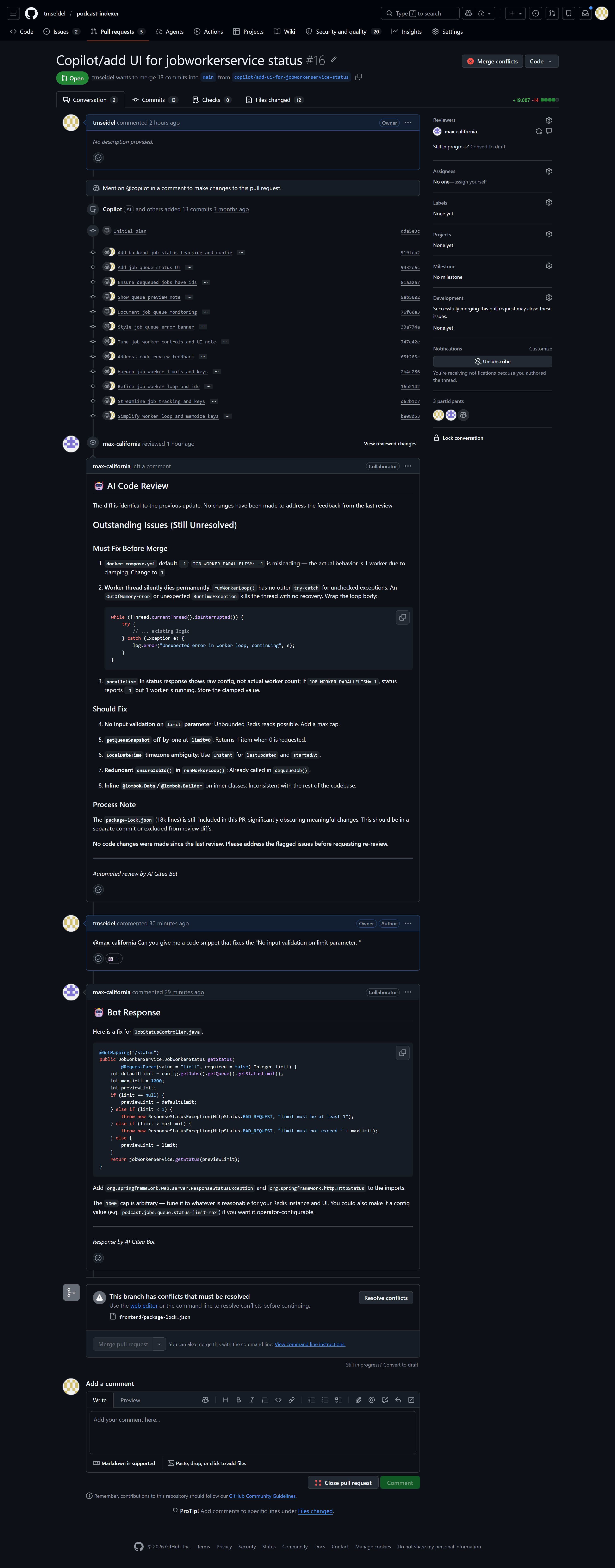GitHub code review