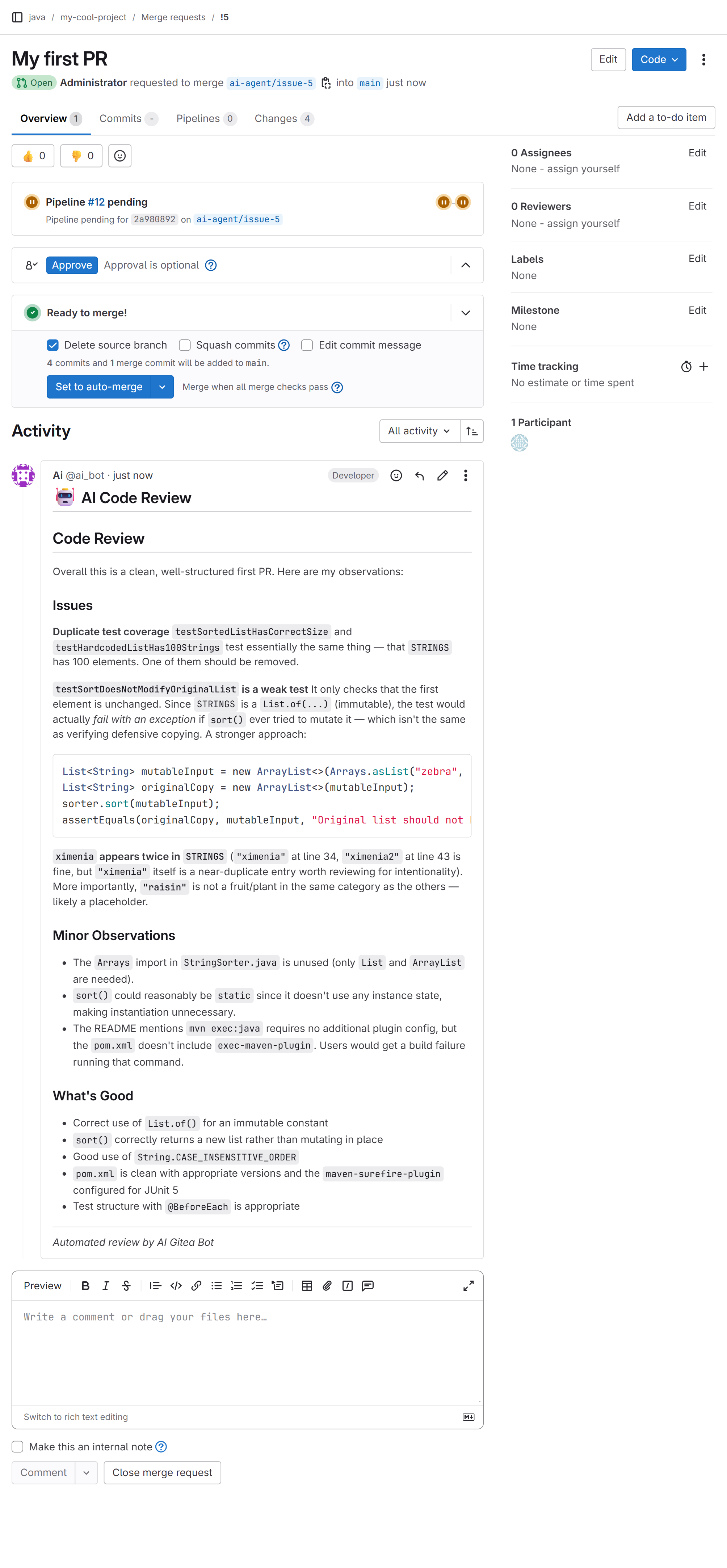 GitLab merge request review