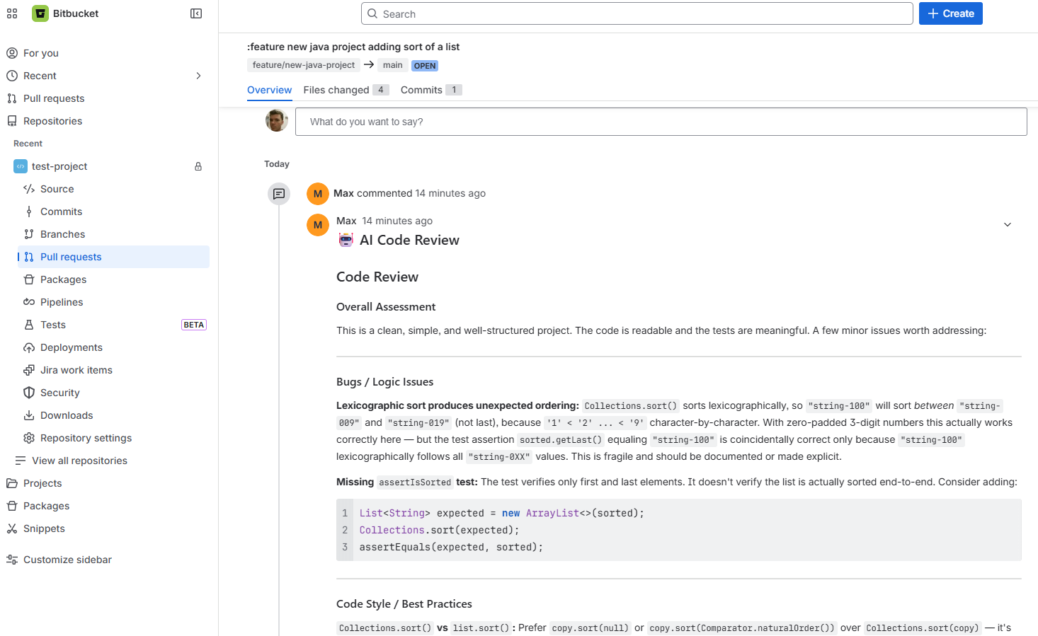Bitbucket code review